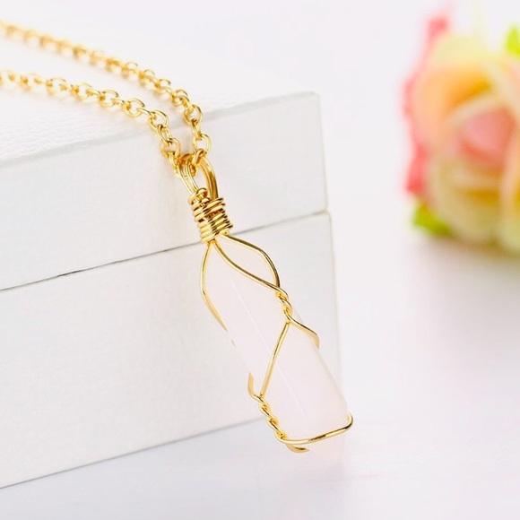 Stone Necklace with Gold Chain - Picture 7 of 7